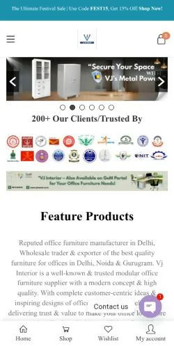 Anteprima del sito VJ Interior, media di India per articoli sponsorizzati