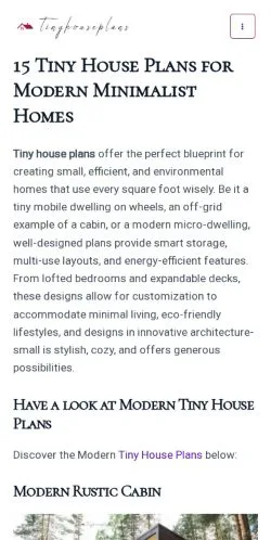 스폰서 기사용 영국 매체 Tiny House Plans 사이트 미리보기