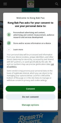 Anteprima del sito Kongbakpao, media di Regno Unito per articoli sponsorizzati