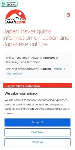 Podgląd witryny Japan Zone, medium z kraju Stany Zjednoczone do artykułów sponsorowanych