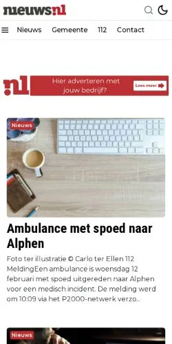 Vista previa del sitio Alphen Chaam Nieuws, medio de Países Bajos para artículos patrocinados