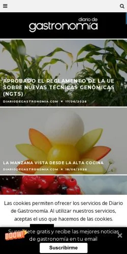 Podgląd witryny Diario de Gastronomía, medium z kraju Hiszpania do artykułów sponsorowanych