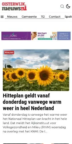 Anteprima del sito Oisterwijk Nieuws, media di Paesi Bassi per articoli sponsorizzati