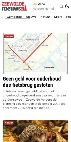 Podgląd witryny Zeewolde Nieuws, medium z kraju Holandia do artykułów sponsorowanych