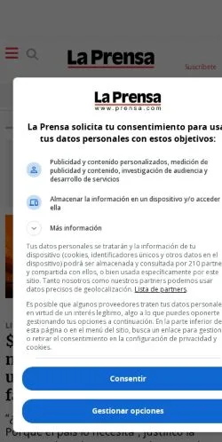 Forhåndsvisning av nettstedet La Prensa Panamá, medium fra Spania for sponsede artikler