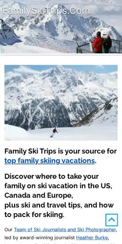 스폰서 기사용 미국 매체 Family Ski Vacations 사이트 미리보기