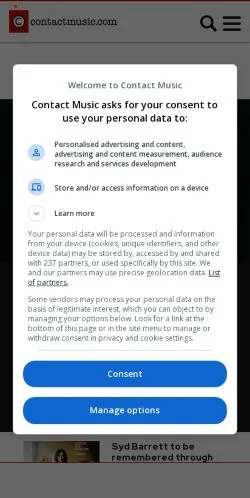 Anteprima del sito Contactmusic, media di Stati Uniti per articoli sponsorizzati