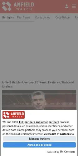 Podgląd witryny Anfield Watch, medium z kraju Wielka Brytania do artykułów sponsorowanych