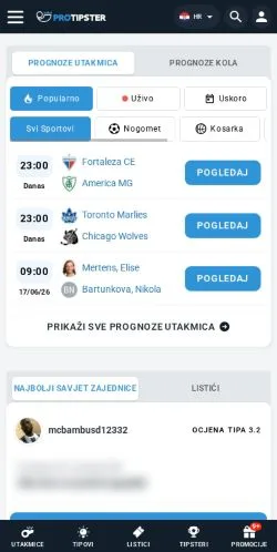 Anteprima del sito ProTipster, media di Croazia per articoli sponsorizzati