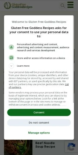Anteprima del sito GlutenFreeGoddess, media di Regno Unito per articoli sponsorizzati