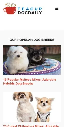 Anteprima del sito Teacup Dog Daily, media di Stati Uniti per articoli sponsorizzati