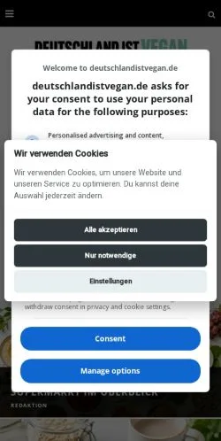 Podgląd witryny Deutschland Is(s)t Vegan, medium z kraju Niemcy do artykułów sponsorowanych