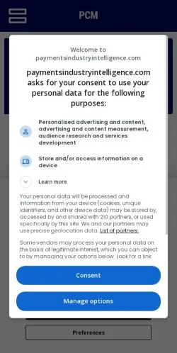 Preview of the Payments Industry Intelligence website, a media outlet in United Kingdom for sponsored articles