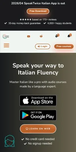 Anteprima del sito Think In Italian, media di Stati Uniti per articoli sponsorizzati