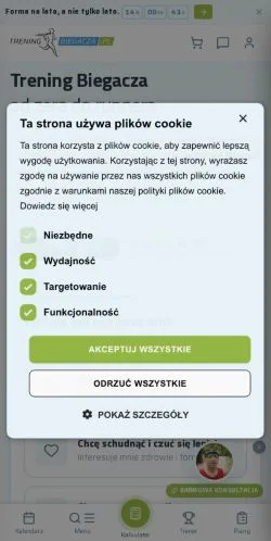 Podgląd witryny Trening Biegacza, medium z kraju Polska do artykułów sponsorowanych