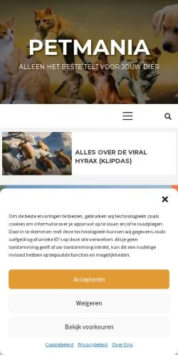 Anteprima del sito PetMania, media di Paesi Bassi per articoli sponsorizzati
