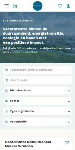 Anteprima del sito Sustainablejobs, media di Paesi Bassi per articoli sponsorizzati