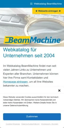 Forhåndsvisning av nettstedet BeamMachine, medium fra Tyskland for sponsede artikler