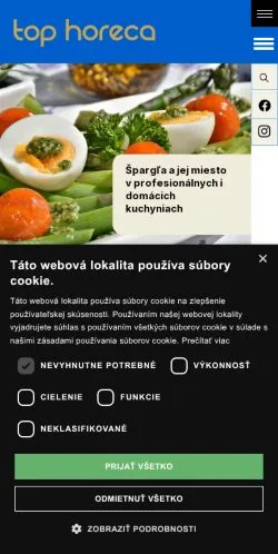 Anteprima del sito TOP HORECA, media di Slovacchia per articoli sponsorizzati