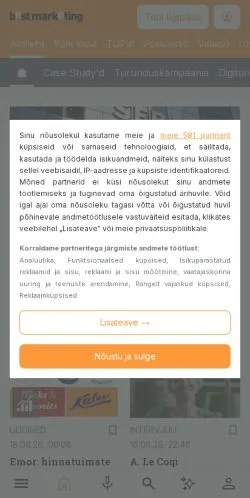Podgląd witryny Best Marketing, medium z kraju Estonia do artykułów sponsorowanych