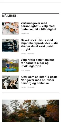 스폰서 기사용 노르웨이 매체 gavemagasin.com 사이트 미리보기