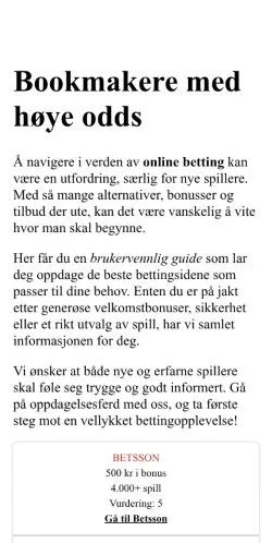 Forhåndsvisning av nettstedet spilltipsen.com, medium fra Norge for sponsede artikler