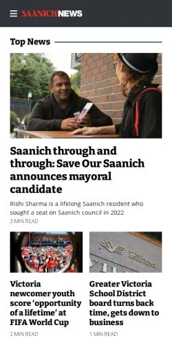 Podgląd witryny Saanich News, medium z kraju Stany Zjednoczone do artykułów sponsorowanych