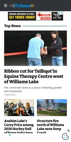 Vista previa del sitio Williams Lake Tribune, medio de Estados Unidos para artículos patrocinados