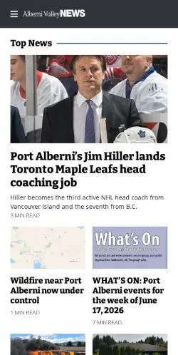 Anteprima del sito Port Alberni Valley News, media di Stati Uniti per articoli sponsorizzati