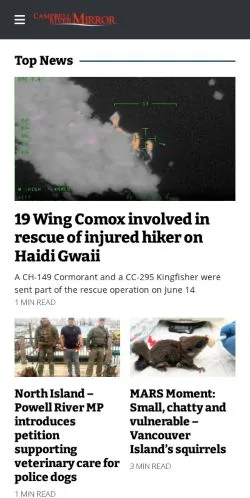 Anteprima del sito Campbell River Mirror, media di Stati Uniti per articoli sponsorizzati