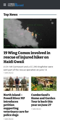 Forhåndsvisning af Comox Valley Record, medie fra USA til sponsorerede artikler