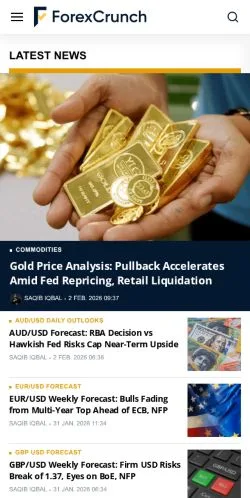 Förhandsvisning av webbplatsen Forex Crunch, medium i Storbritannien för sponsrade artiklar
