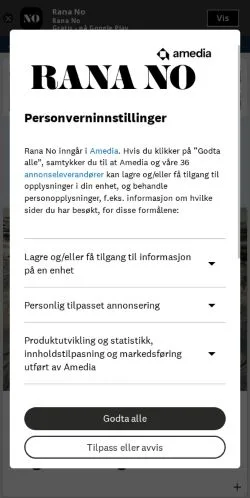 Preview of the Rana No website, a media outlet in Norway for sponsored articles