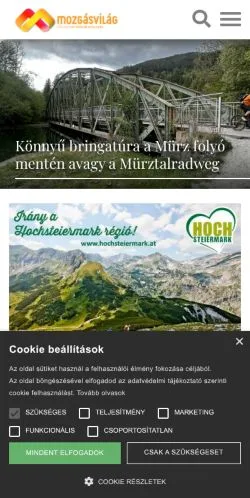 Anteprima del sito Mozgásvilág, media di Ungheria per articoli sponsorizzati