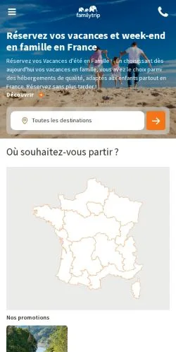 Anteprima del sito Familytrip, media di Francia per articoli sponsorizzati