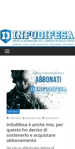 Anteprima del sito Infodifesa, media di Italia per articoli sponsorizzati
