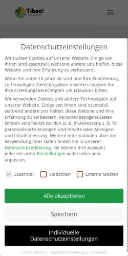 スポンサード記事向けのドイツメディア、Tibeo Tierbetreuungのサイトプレビュー
