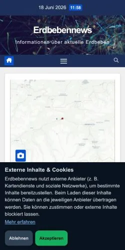 Podgląd witryny Erdbebennews -, medium z kraju Niemcy do artykułów sponsorowanych