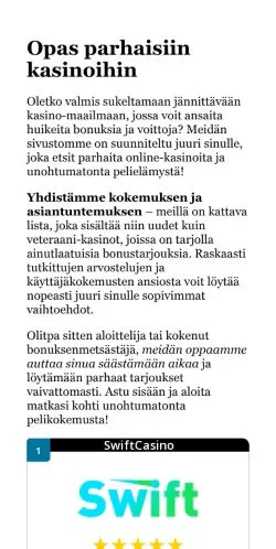 스폰서 기사용 핀란드 매체 kasinonjohtaja.fi 사이트 미리보기
