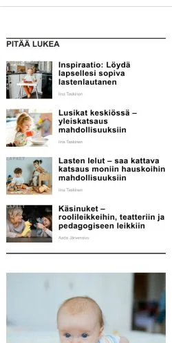 Podgląd witryny lapselleni.fi, medium z kraju Finlandia do artykułów sponsorowanych