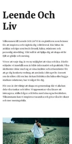 Anteprima del sito leendeochliv.se, media di Svezia per articoli sponsorizzati
