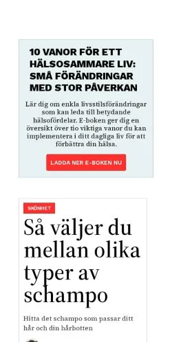 Vista previa del sitio naturligfrisk.se, medio de Suecia para artículos patrocinados