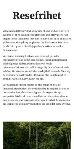 Anteprima del sito resefrihet.se, media di Svezia per articoli sponsorizzati