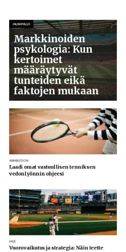 Anteprima del sito sporttivedot.fi, media di Finlandia per articoli sponsorizzati