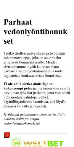 Podgląd witryny vedotkuponki.fi, medium z kraju Finlandia do artykułów sponsorowanych