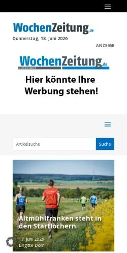 スポンサード記事向けのドイツメディア、Wochenzeitung Altmühlfrankenのサイトプレビュー