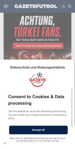 Anteprima del sito GazeteFutbol, media di Germania per articoli sponsorizzati