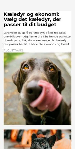Aperçu du site dyreguide.dk, média de Danemark pour articles sponsorisés