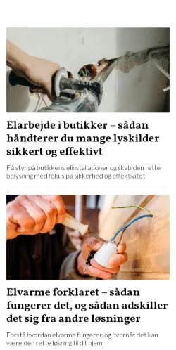 Anteprima del sito elektrikersiden.dk, media di Danimarca per articoli sponsorizzati