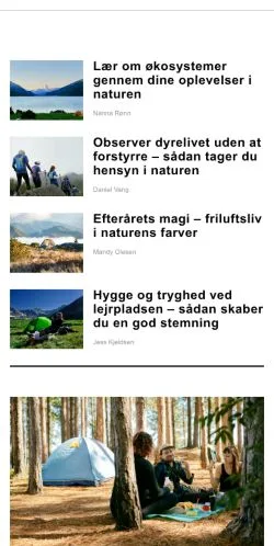 Podgląd witryny friluften.dk, medium z kraju Dania do artykułów sponsorowanych